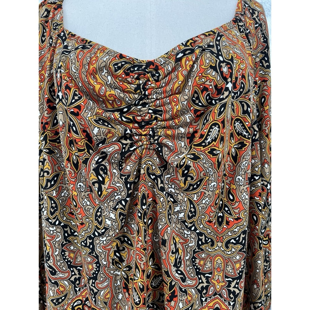 Michael Kors Women's Plus 2X‎ Blouson Shirt Paisley Ruched Chest Soft Knit NEW - Picture 5 of 12